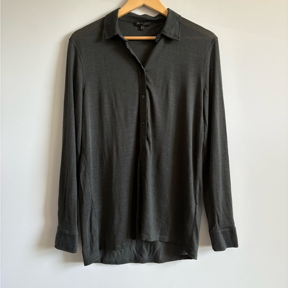 Massimo Dutti Dark Khaki Green Top | Size Medium - Picture 3 of 9
